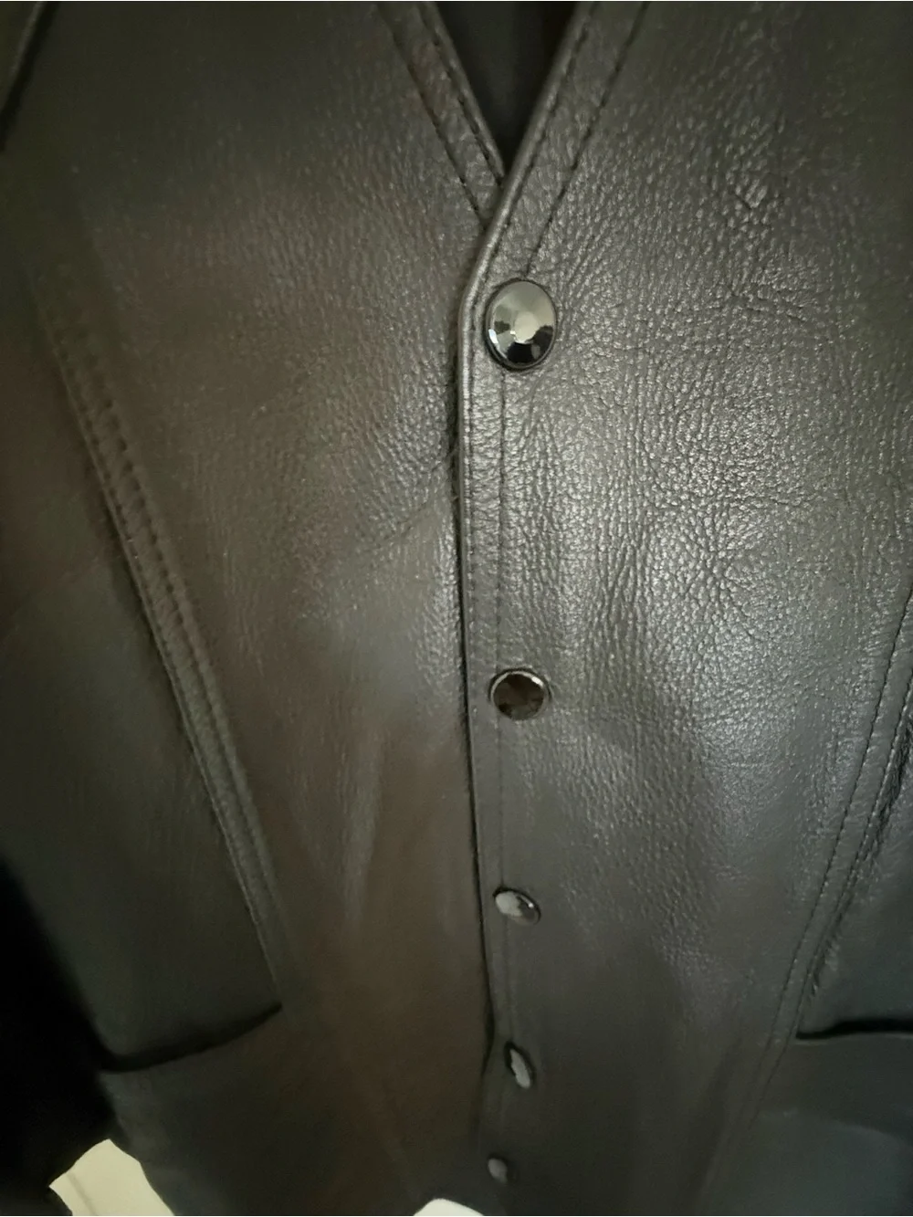 Motorcycle Leather Vest - Black